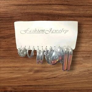 A set of silver hoop earrings